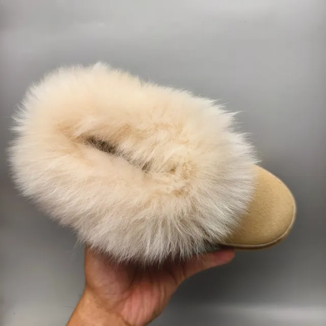UGG Tasman Beige Suede Upper Plush Fur Cuff Snow Boots 3