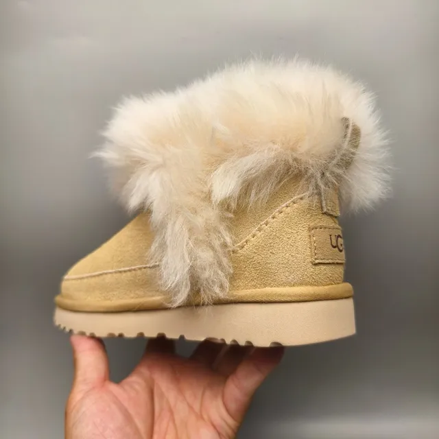 UGG Tasman Beige Suede Upper Plush Fur Cuff Snow Boots 4