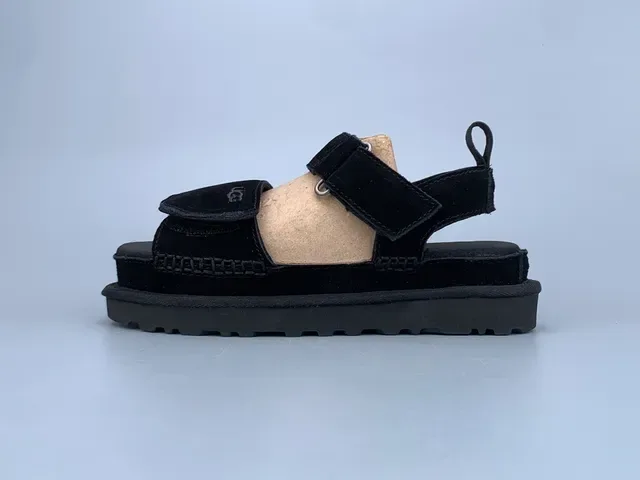 UGG Tasman Black Suede Platform Casual Sandals 2