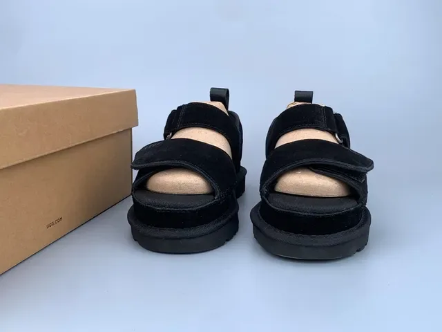 UGG Tasman Black Suede Platform Casual Sandals 9