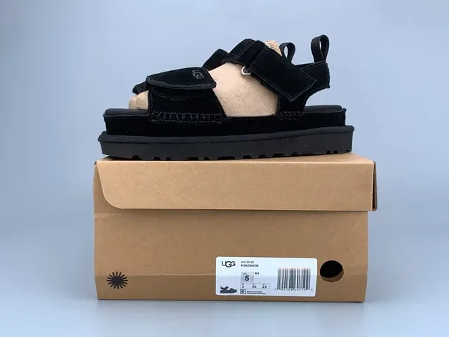 UGG Tasman Black Suede Platform Casual Sandals 10