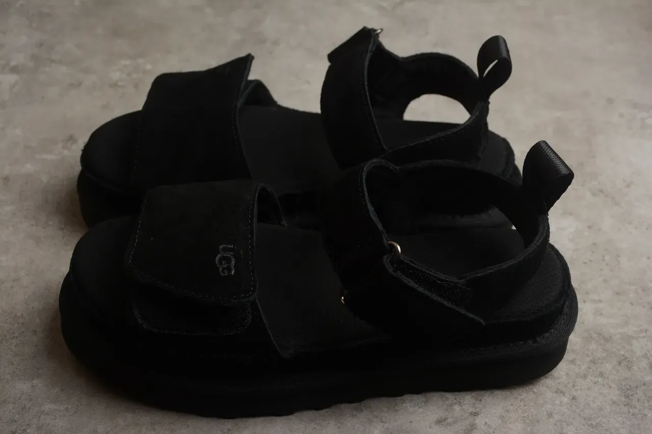 UGG Tasman Black Suede Platform Casual Sandals 17