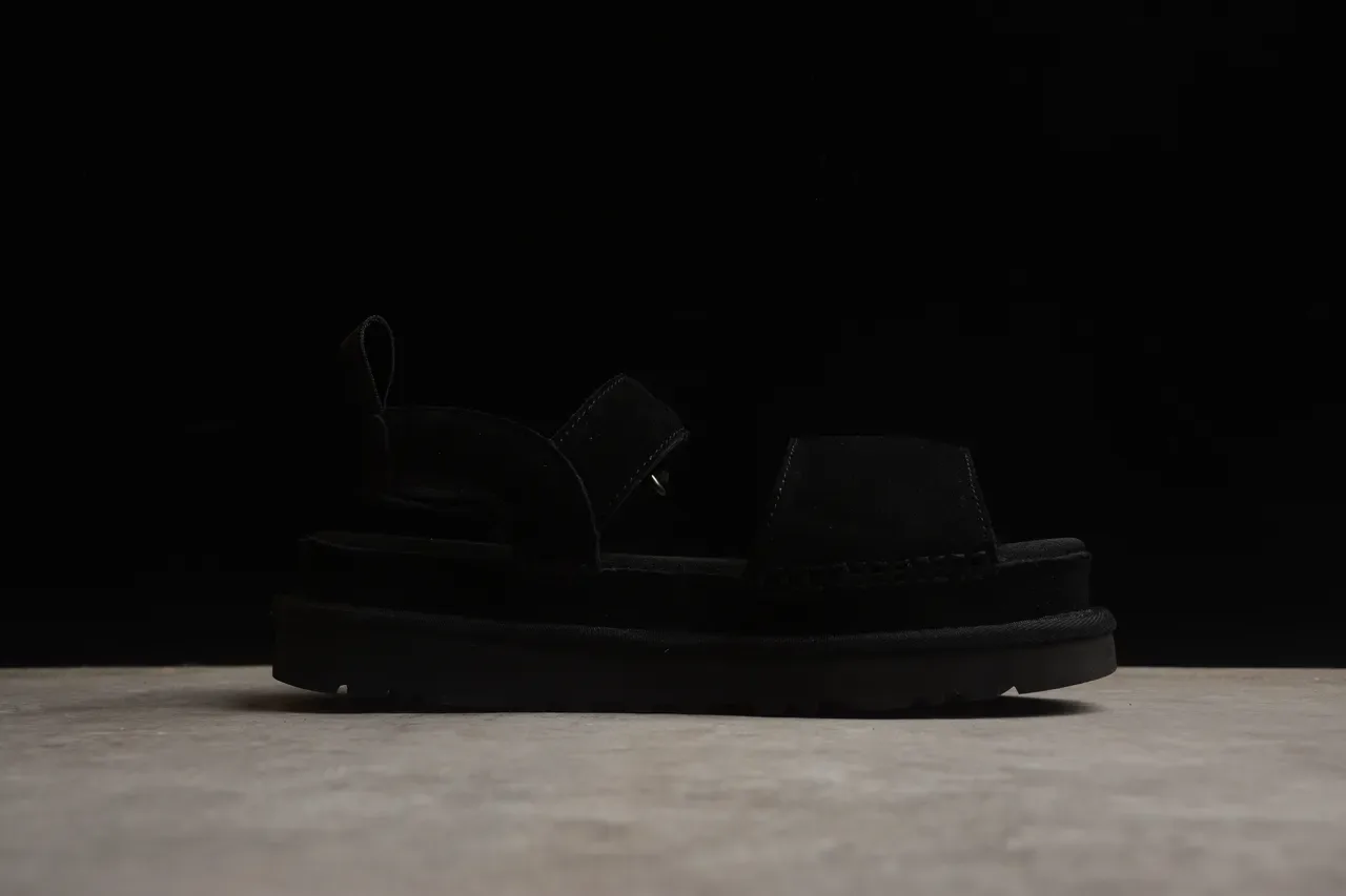 UGG Tasman Black Suede Platform Casual Sandals 21