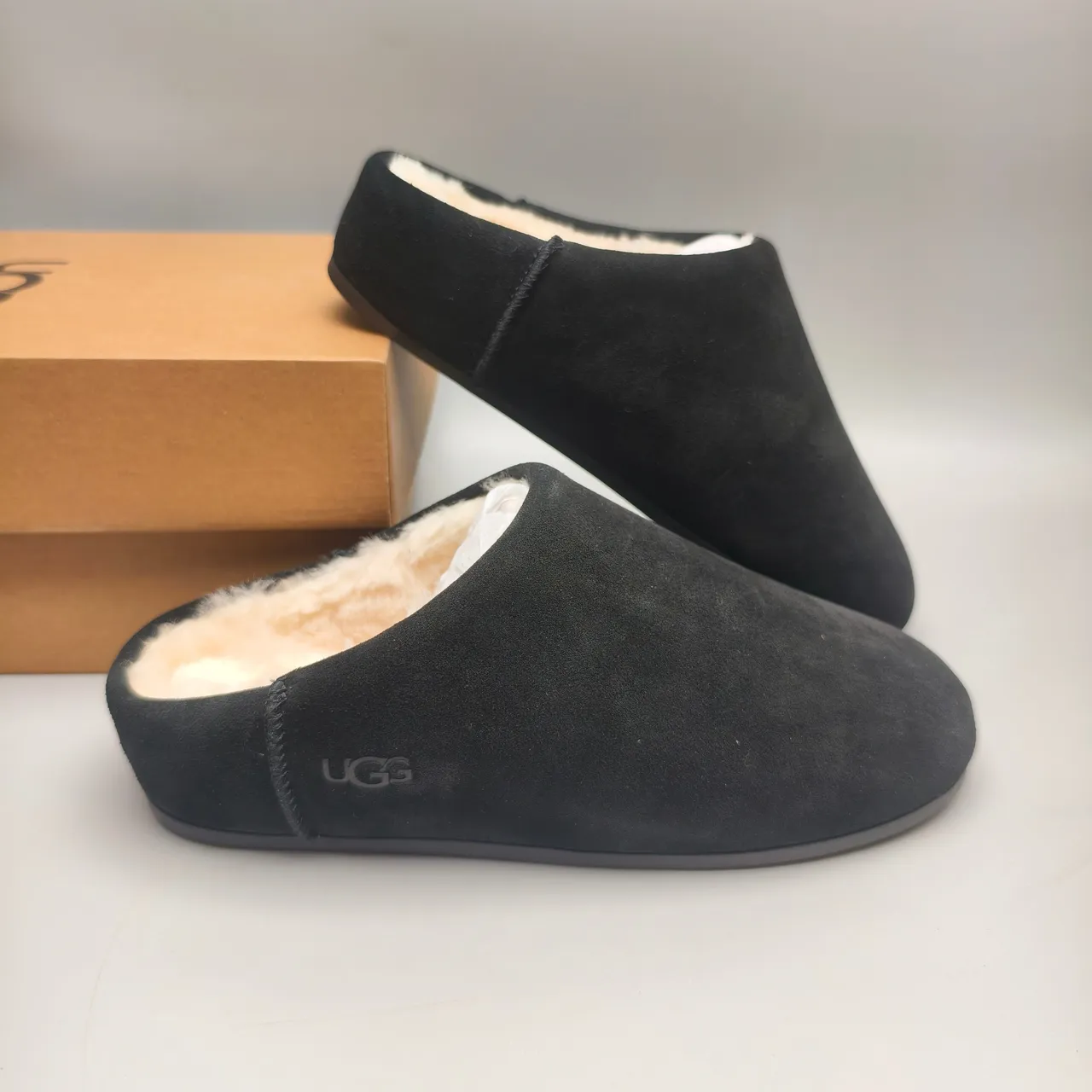UGG Tasman Black Suede Shearling-Lined Slipper 6