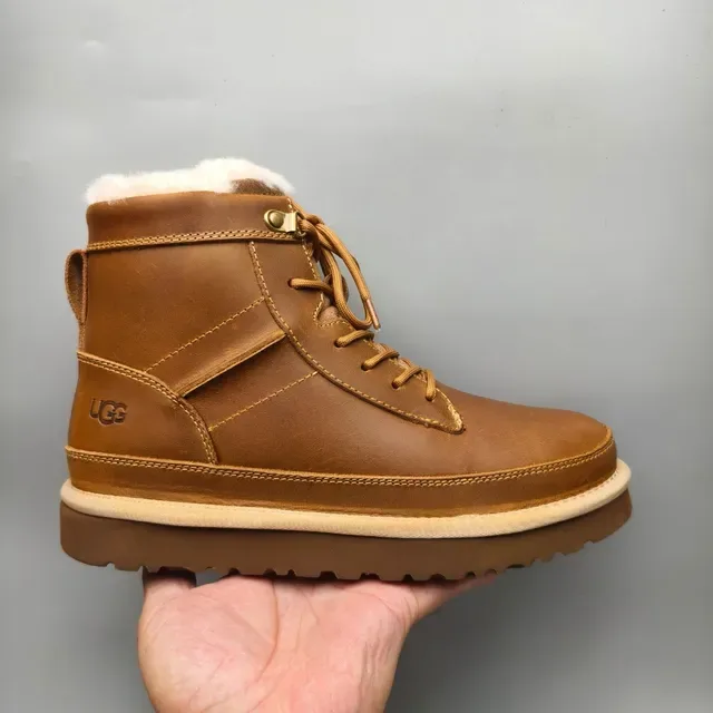 UGG Tasman Marron Beige Fourrées en Peau de Mouton Lacées Bottes de Neige 2