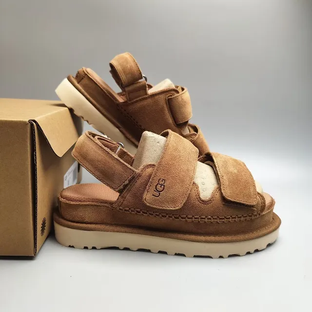 UGG Tasman Brown Suede Double-Strap Platform Casual Sandals 3