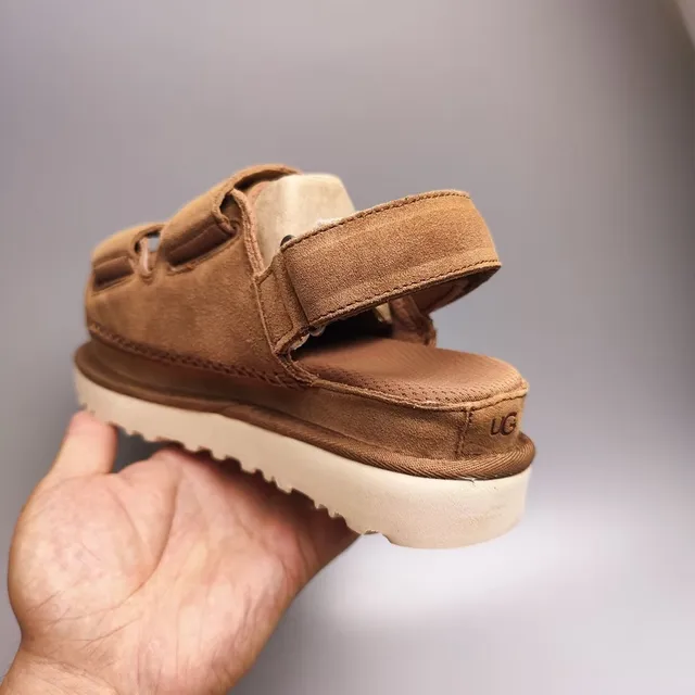 UGG Tasman Brown Suede Double-Strap Platform Casual Sandals 4