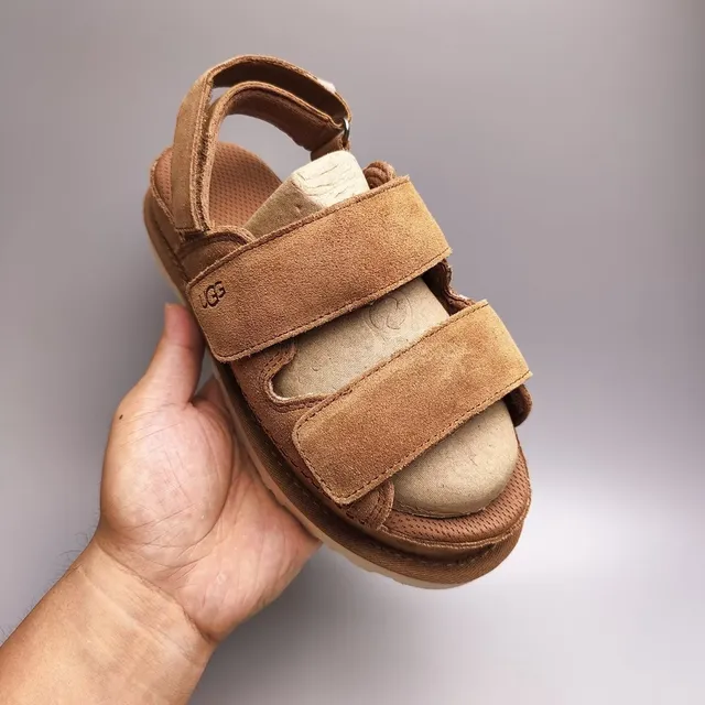 UGG Tasman Brown Suede Double-Strap Platform Casual Sandals 6