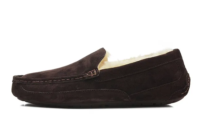 UGG Tasman Brown Suede Shearling-Lined Loafer 12