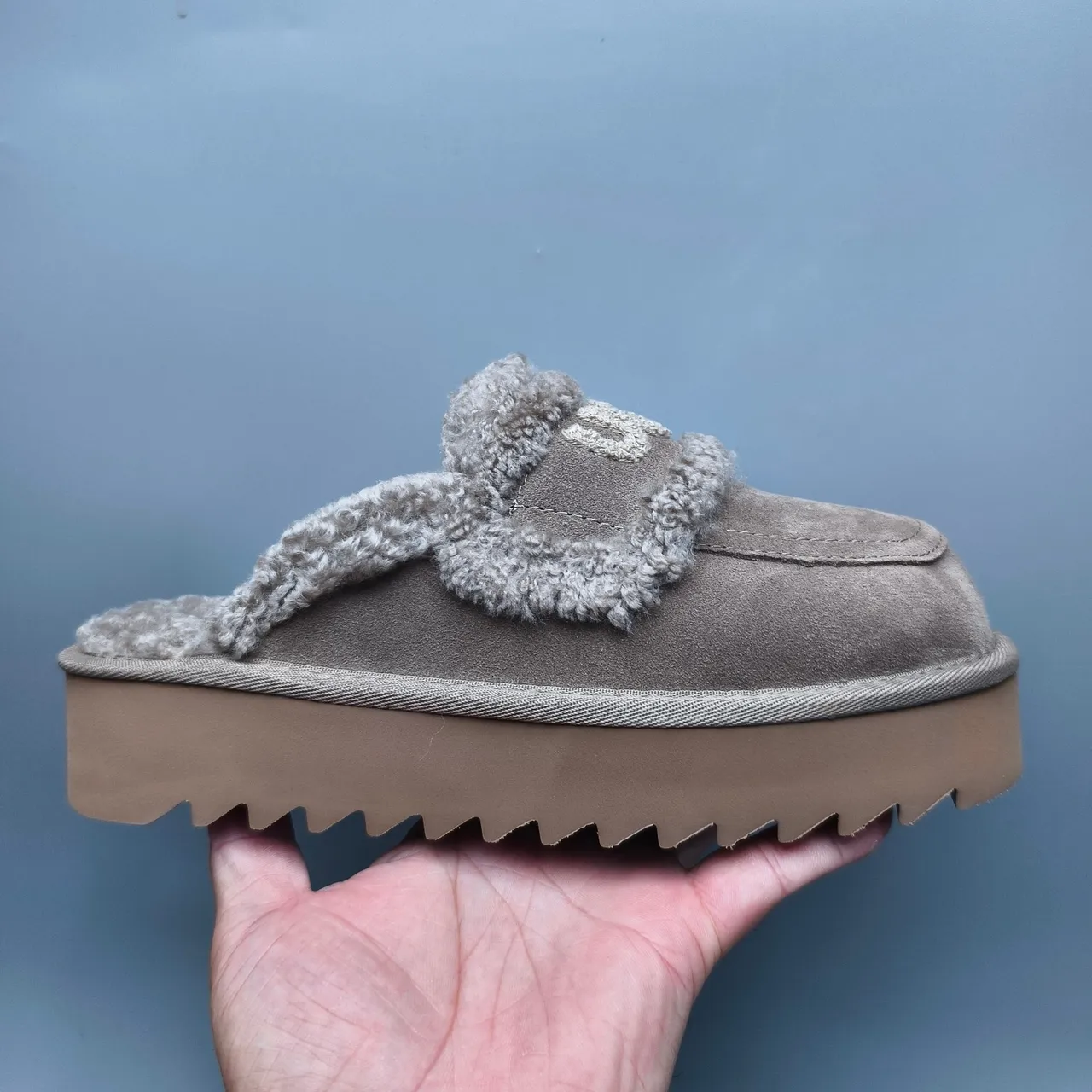 UGG Tasman Gray Brown Platform Sole Shearling-Lined Casual Shoes 2