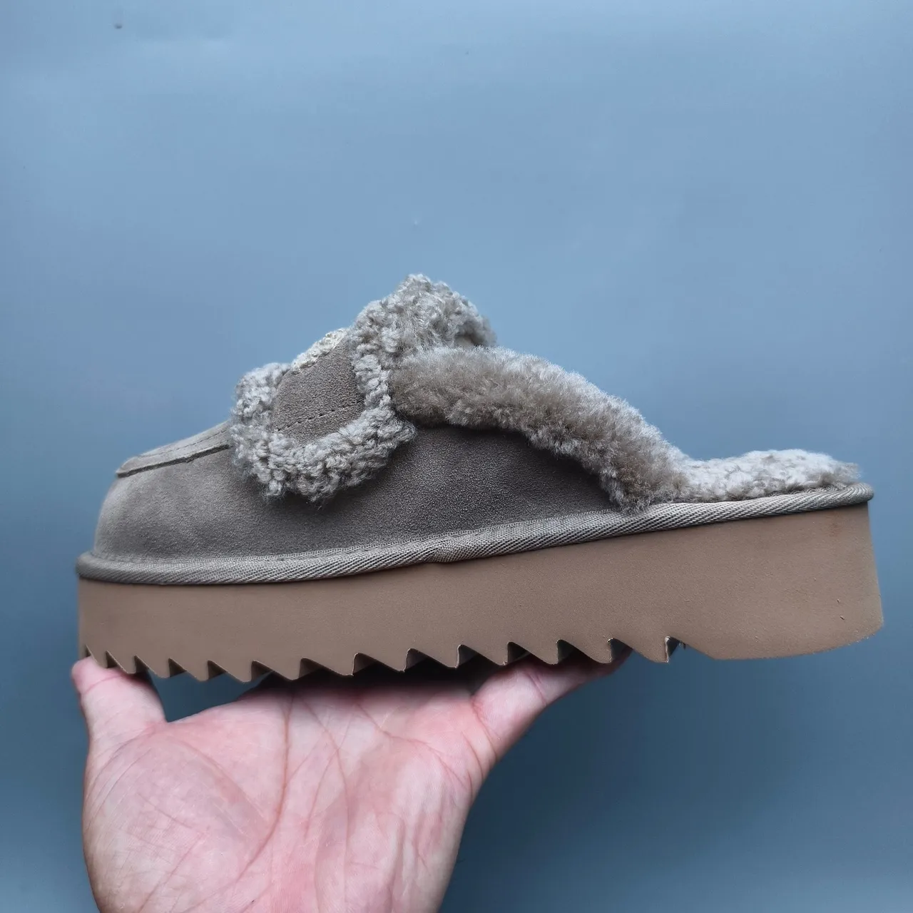 UGG Tasman Gray Brown Platform Sole Shearling-Lined Casual Shoes 4