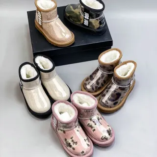 UGG Tasman Multicolor Beige Transparente Vinilo Superior Forro de Shearling Collar Botas de Nieve