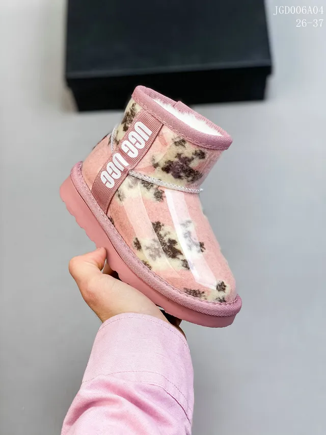 UGG Tasman Multicolor Beige Transparent Vinyl Upper Shearling-Lined Collar Snow Boots 3