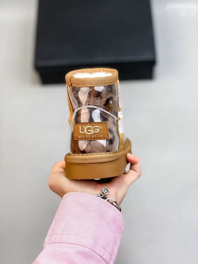 UGG Tasman Multicolor Beige Transparent Vinyl Upper Shearling-Lined Collar Snow Boots 12