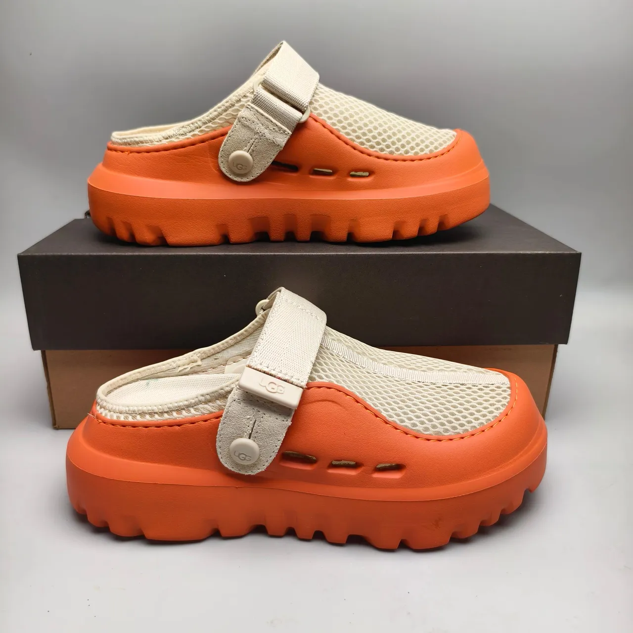 UGG Tasman Orange and Beige Mesh Clog 5