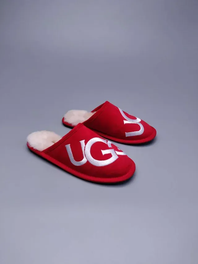 UGG Tasman Red Embroidered Logo Slipper 3