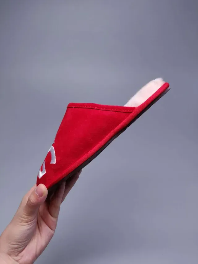 UGG Tasman Red Embroidered Logo Slipper 5