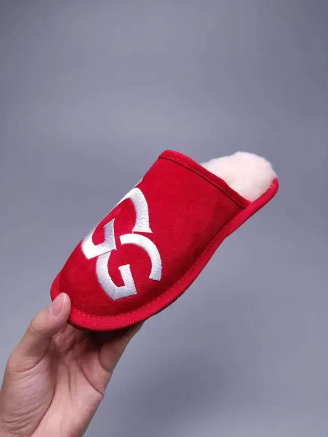 UGG Tasman Red Embroidered Logo Slipper 6
