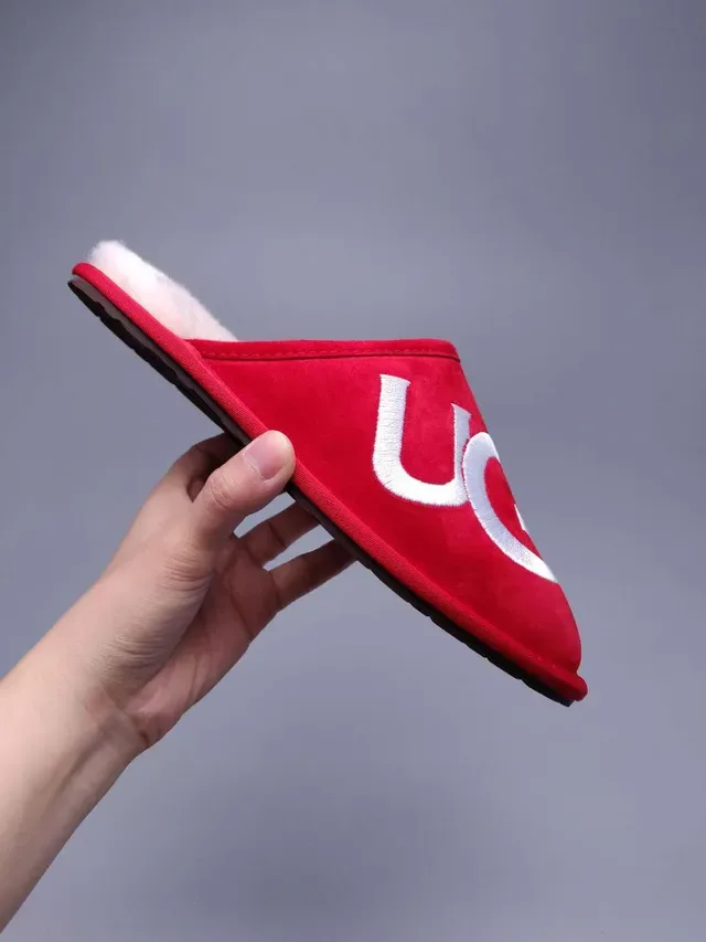 UGG Tasman Red Embroidered Logo Slipper 9