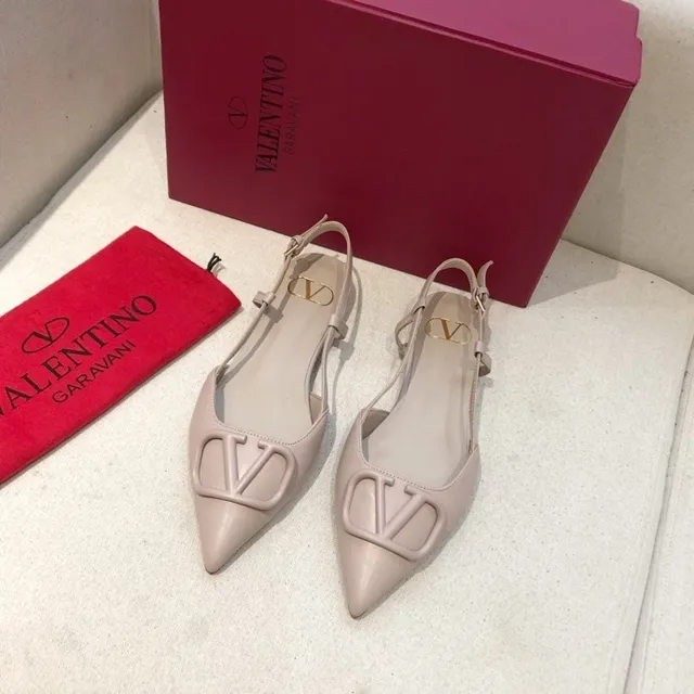 Valentino Beige Brown Pointed-Toe Slingback Ballet Flat 2
