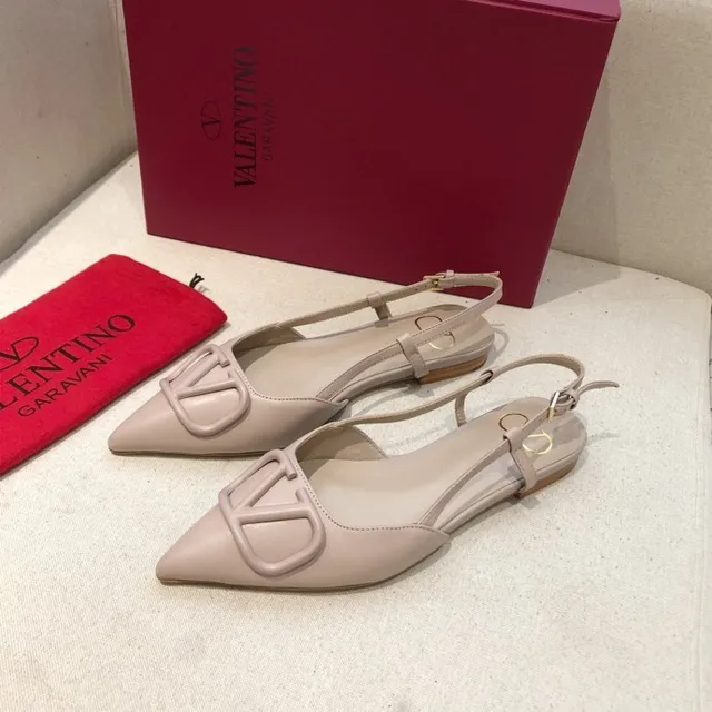 Valentino Beige Brown Pointed-Toe Slingback Ballet Flat 3