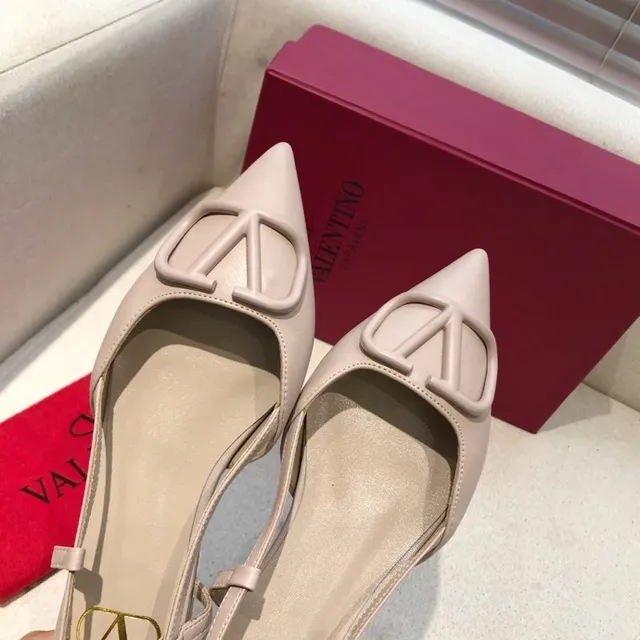 Valentino Beige Brown Pointed-Toe Slingback Ballet Flat 4