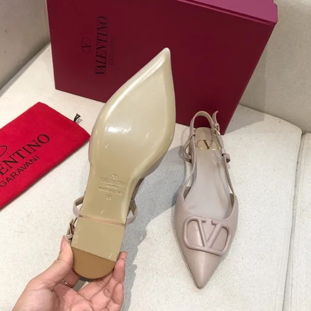 Valentino Beige Brown Pointed-Toe Slingback Ballet Flat 5