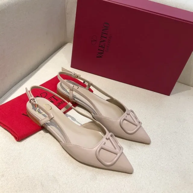 Valentino Beige Brown Pointed-Toe Slingback Ballet Flat 6