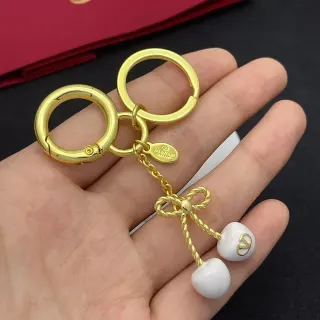 Valentino Cherry Bow Gold White Metal Ceramic Cherries Bracelet