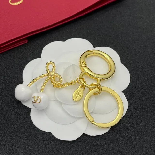 Valentino Nœud Cerise Or Blanc Métal Céramique Cerises Bracelet 4