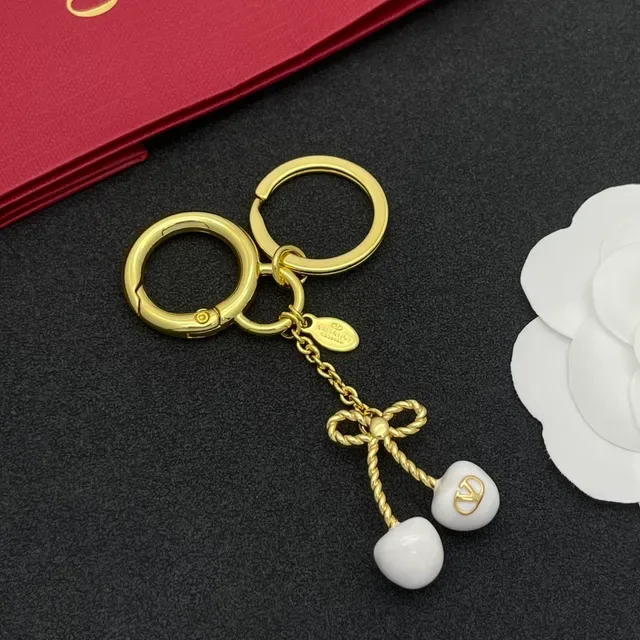 Valentino Nœud Cerise Or Blanc Métal Céramique Cerises Bracelet 7