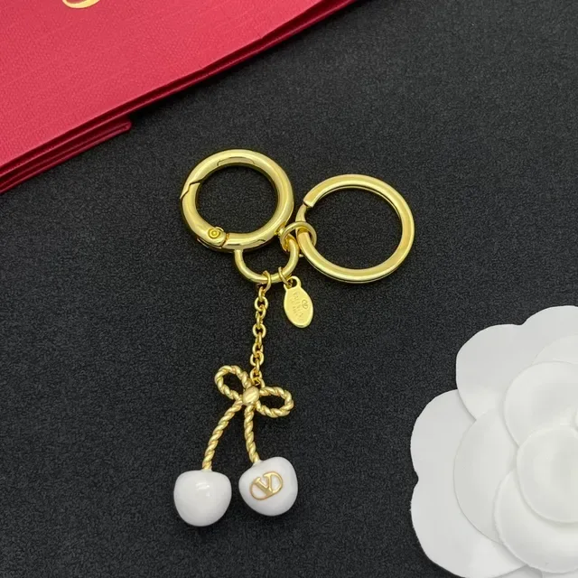 Valentino Nœud Cerise Or Blanc Métal Céramique Cerises Bracelet 8
