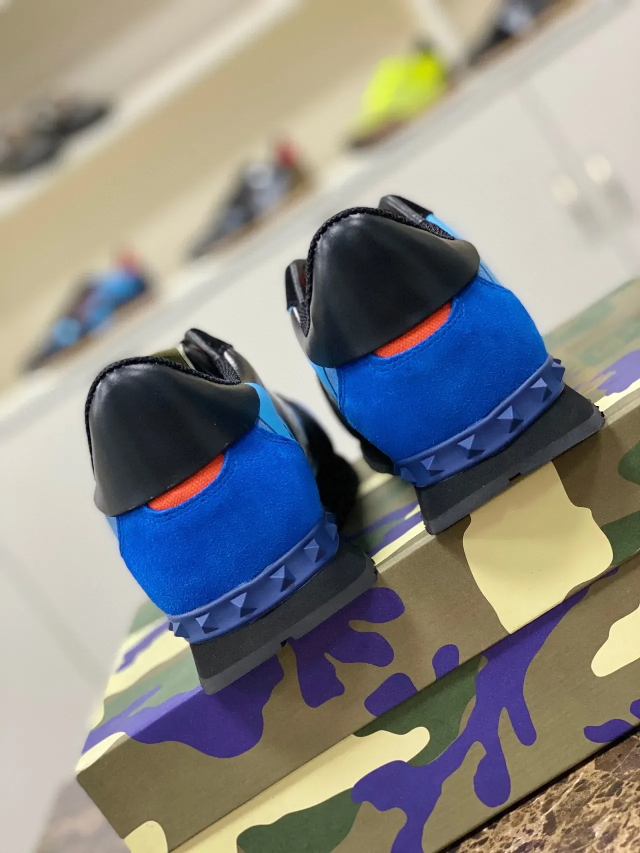 Valentino Multicolor Camouflage Panneau Couches Daim Et Synthétique Construction Style De Vie Baskets 7