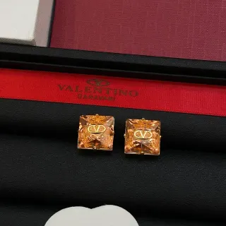 Valentino One Stud Amber Crystal Gold-Tone Stud Earrings
