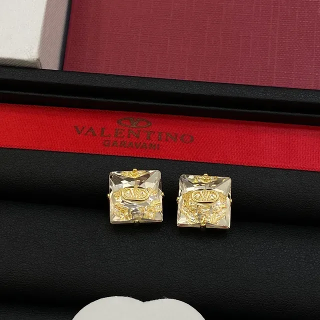 Valentino One Stud Amber Crystal Gold-Tone Stud Earrings 5