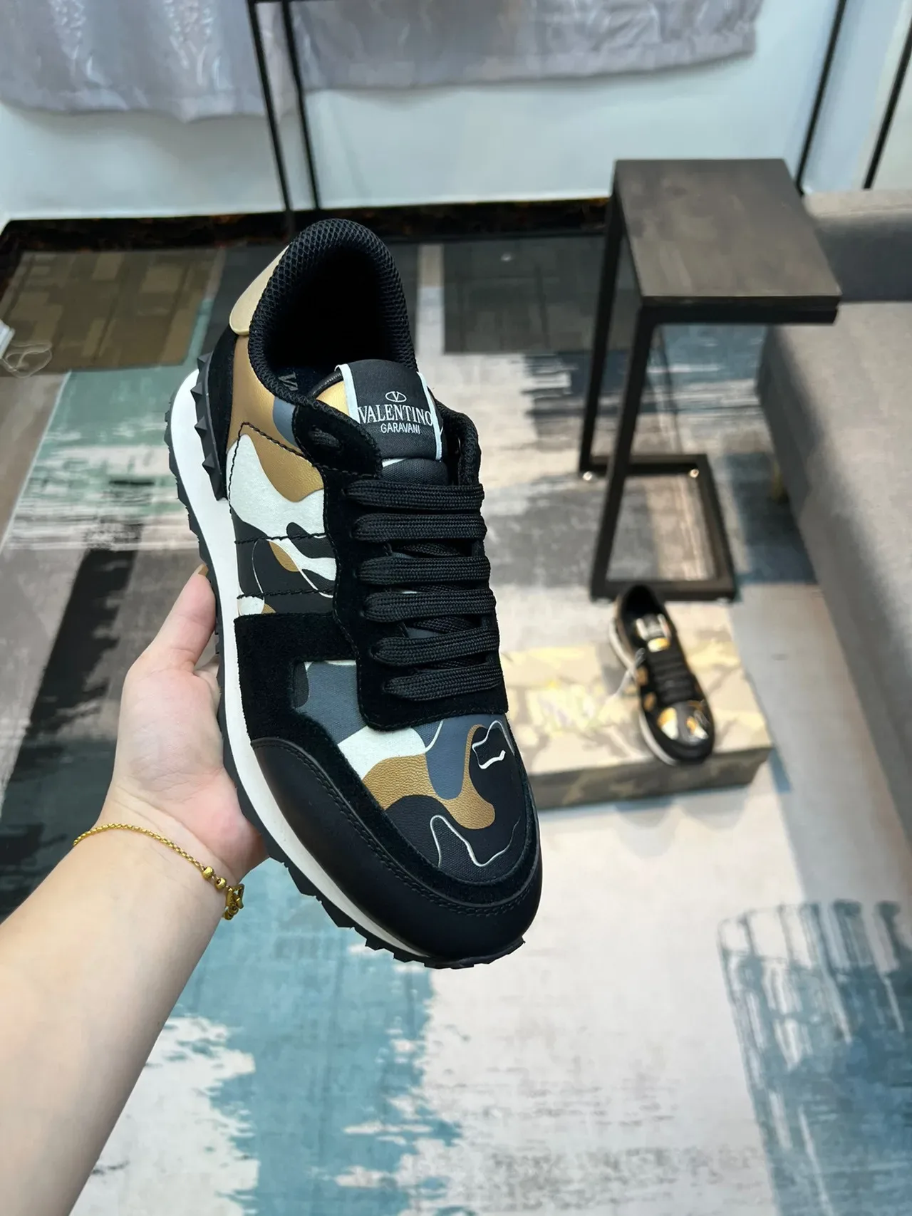 Valentino Rockstud Camouflage-Print Lifestyle Sneakers 6