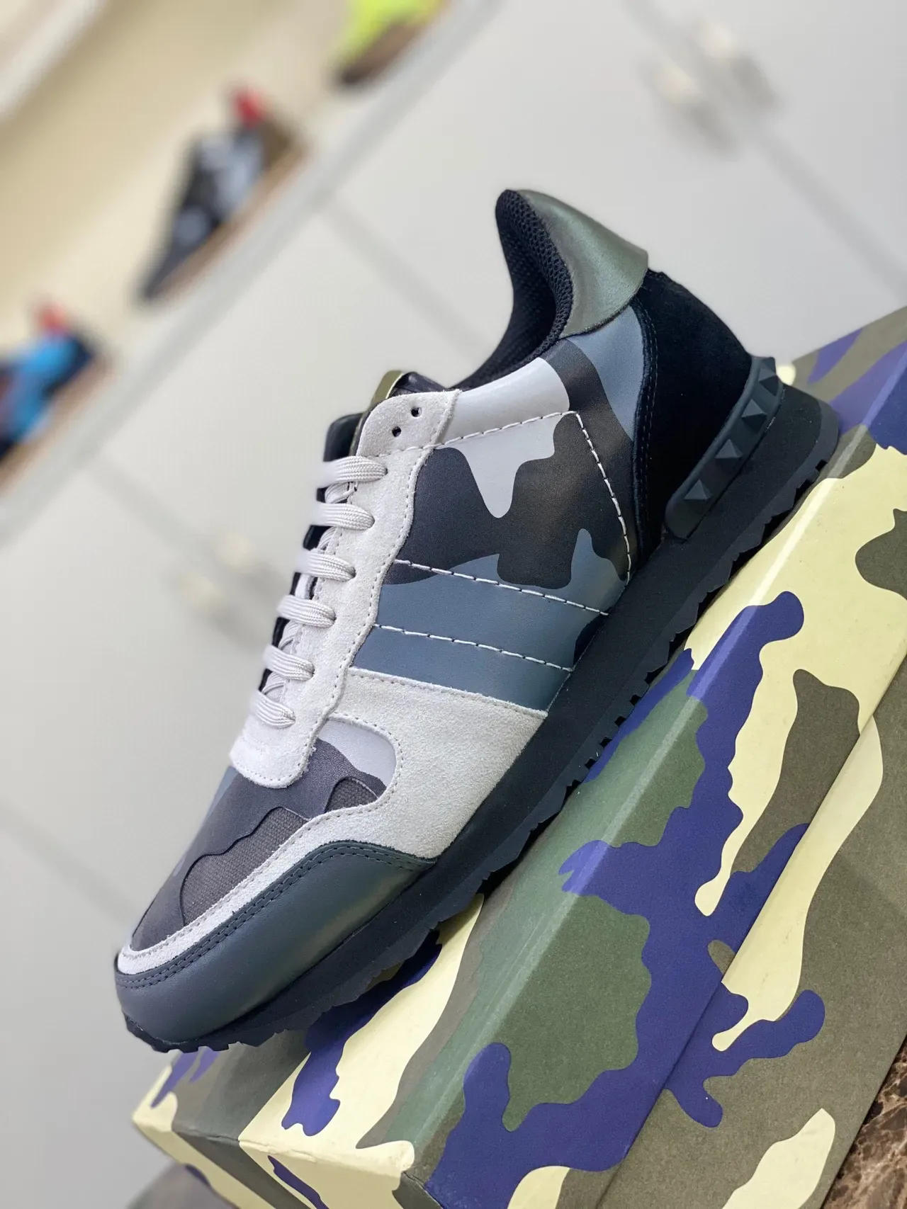 Valentino Rockstud Camouflage Pyramid Stud Lifestyle Sneakers 5