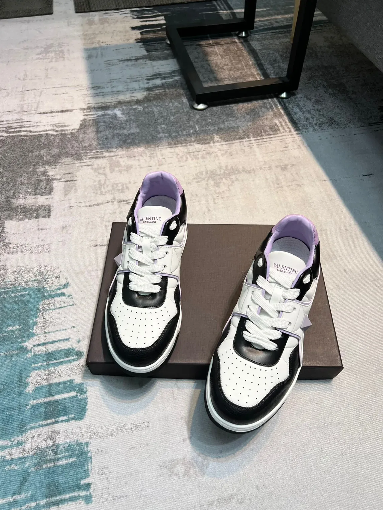Sneakers Lifestyle Valentino Rockstud Style Blanc Noir Violet 5