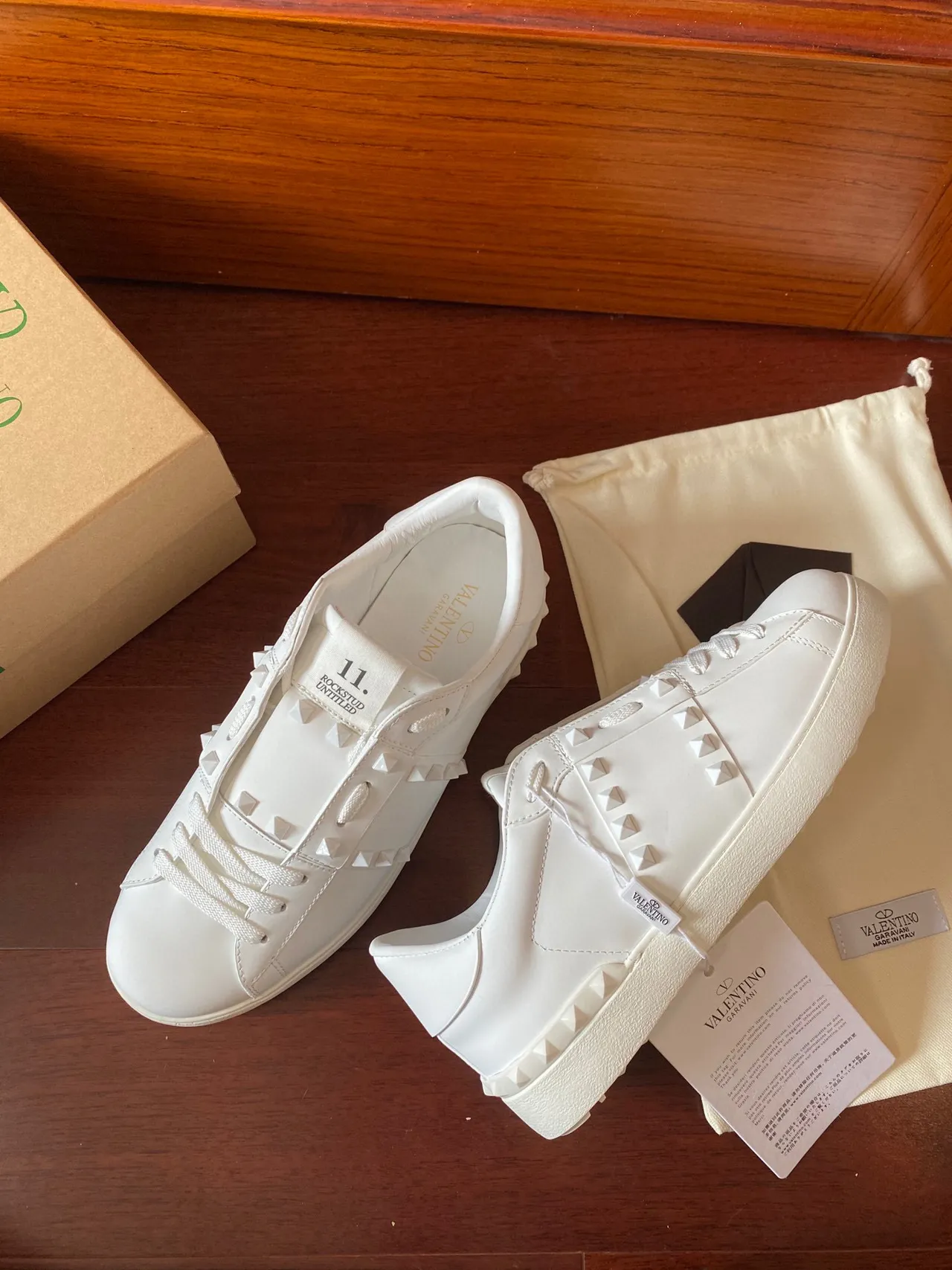 Valentino Rockstud White Leather Pyramid Stud Lifestyle Sneakers 6