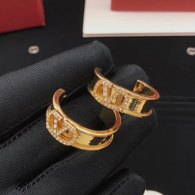 Valentino VLogo Boucles d'Oreilles Or Argent Motif Pavé-Crystal 4