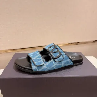Valentino VLogo Slide Zapatillas Monogram Azul de Correa Doble