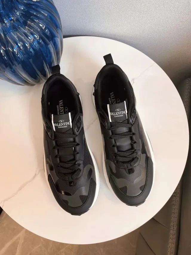 Valentino VLTN Semelle Noire Blanche Camouflage Overlay Sneakers Chunky 2