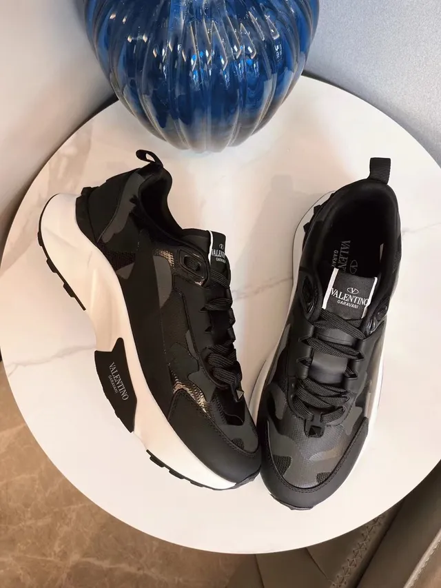Valentino VLTN Semelle Noire Blanche Camouflage Overlay Sneakers Chunky 3