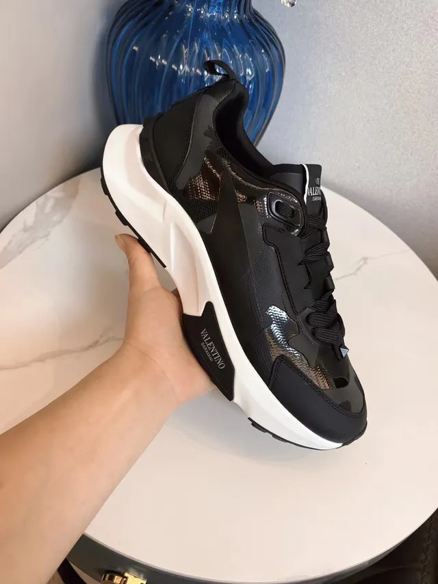 Valentino VLTN Semelle Noire Blanche Camouflage Overlay Sneakers Chunky 4