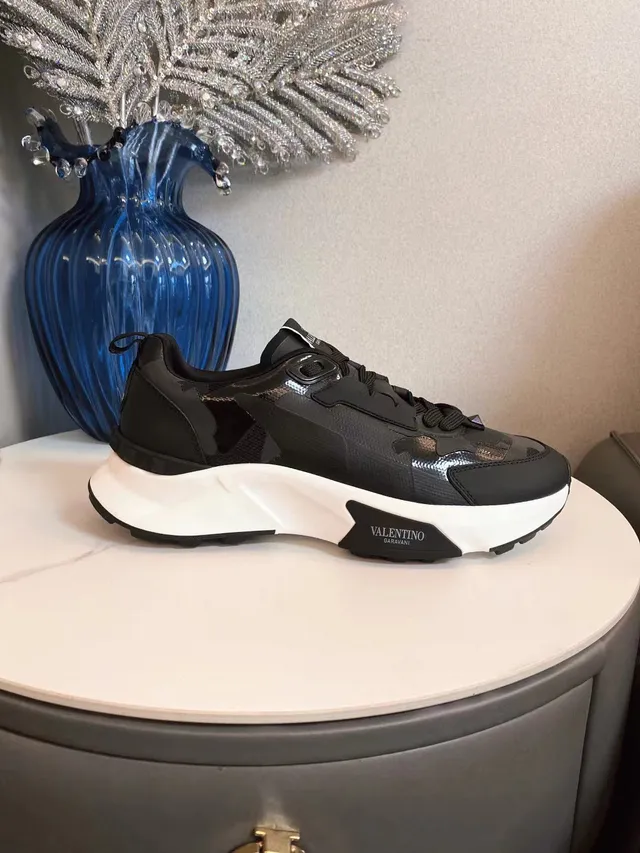 Valentino VLTN Semelle Noire Blanche Camouflage Overlay Sneakers Chunky 5