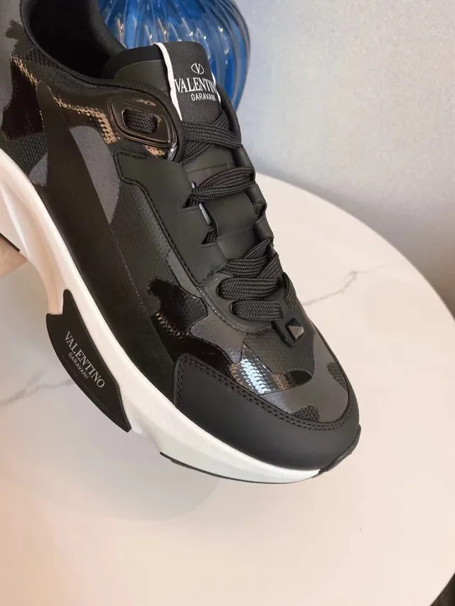 Valentino VLTN Semelle Noire Blanche Camouflage Overlay Sneakers Chunky 6