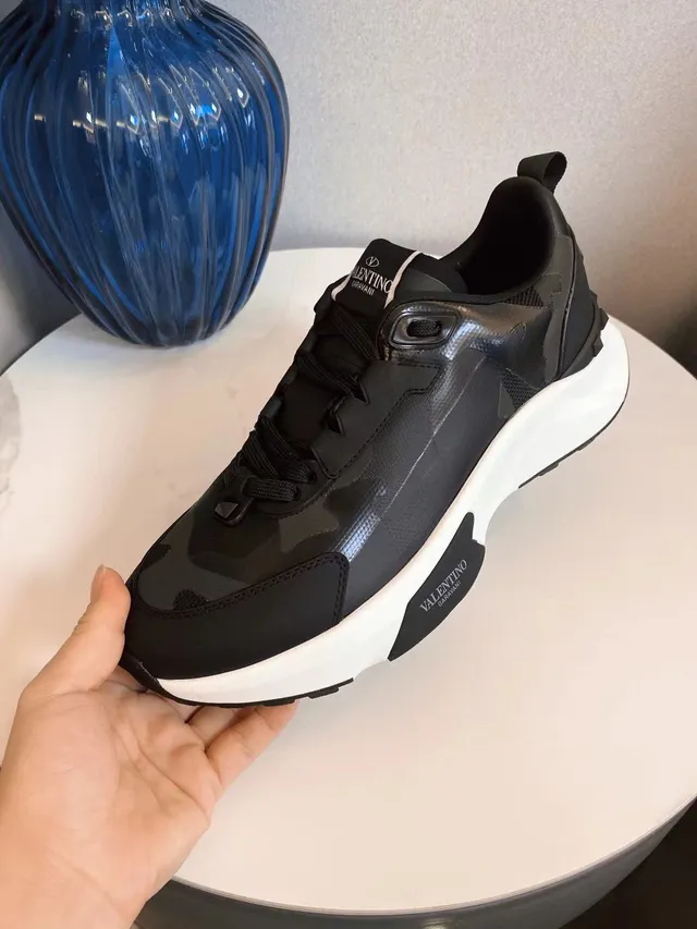 Valentino VLTN Semelle Noire Blanche Camouflage Overlay Sneakers Chunky 9