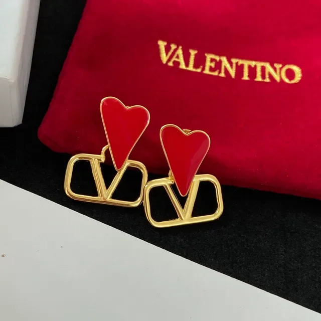 Valentino VLTN Enamel Heart Stud Earrings 2