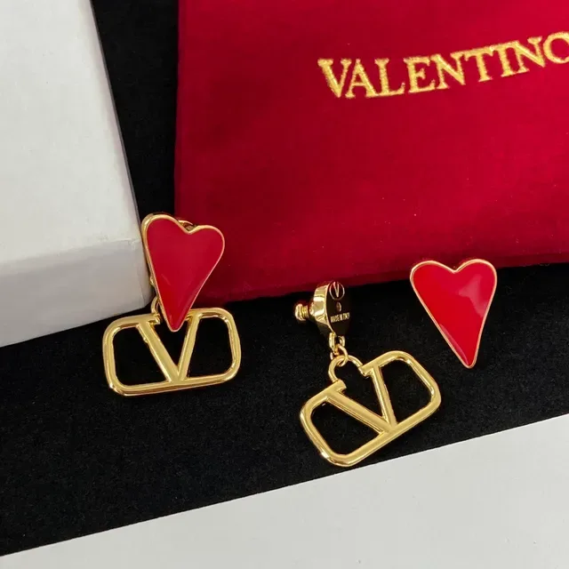 Valentino VLTN Enamel Heart Stud Earrings 4