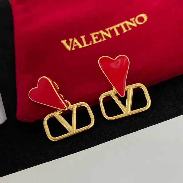 Valentino VLTN Enamel Heart Stud Earrings 5